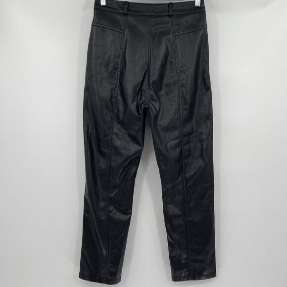 Atlein‎ Collective Black Faux Vegan Leather Pants Straight Leg Women’s Size 8 - Picture 6 of 10